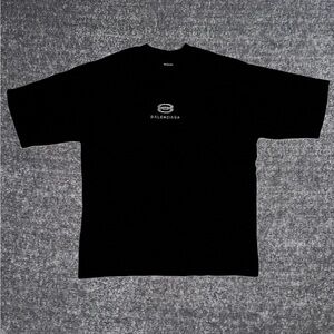 Balenciaga Rhinestone Logo Black T Shirt